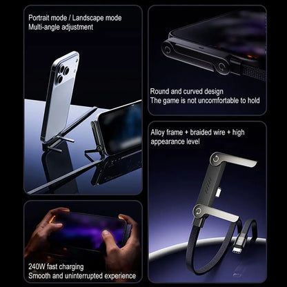 Fast Charging Foldable Bracket Data Cable 2-in-1 Data Wire