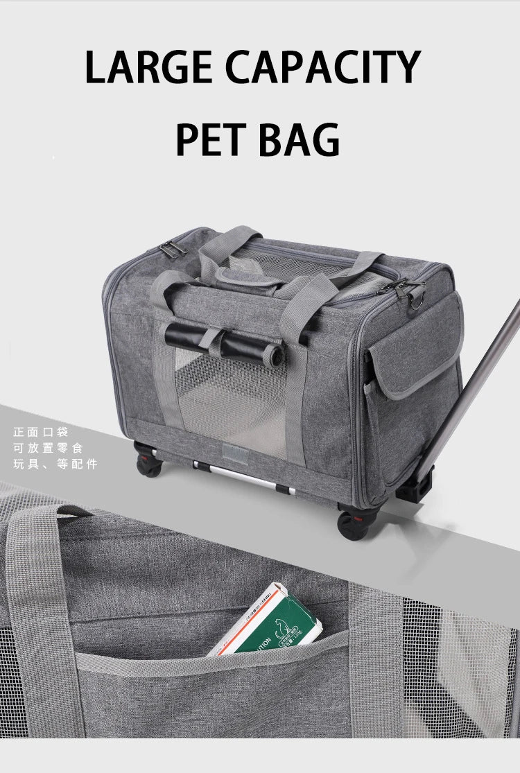 Pet Carrier with Wheels for Dogs Rolling Pet Carrier