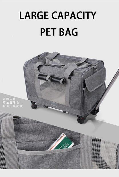 Pet Carrier with Wheels for Dogs Rolling Pet Carrier