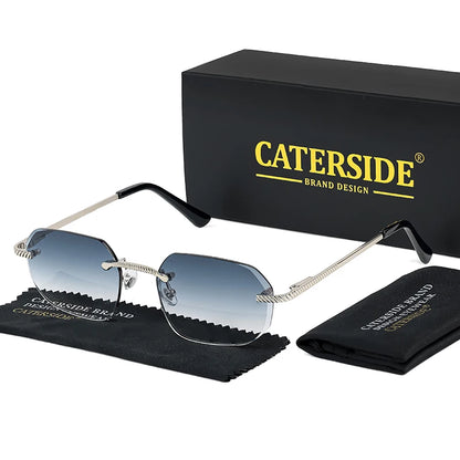 New Retro Rimless Sunglasses Men's Polygon Brand Designer