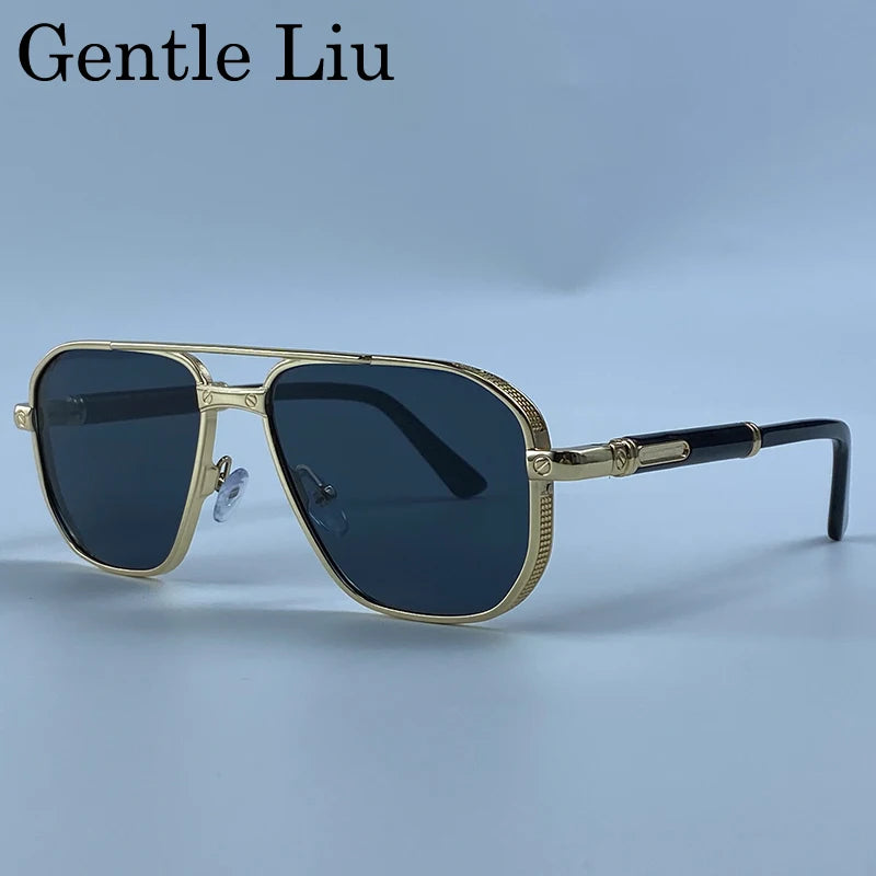 Square Punk Metal Frame Sunglasses Men Luxury Designer