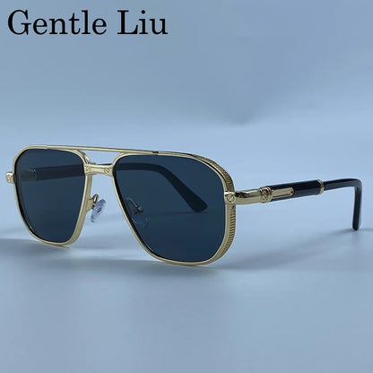 Square Punk Metal Frame Sunglasses Men Luxury Designer