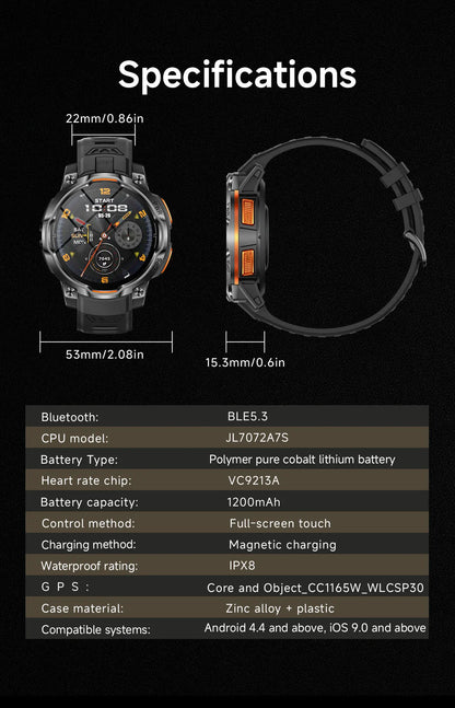 New GPS Map Smart Navigation Watch 1200mAh Battery