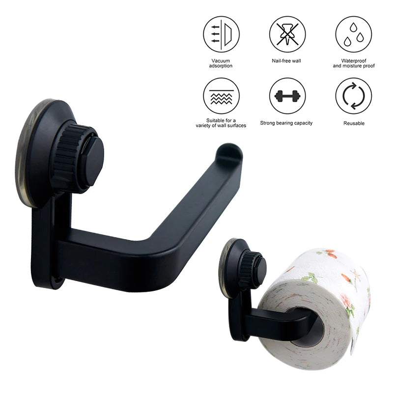 Suction Cup Toilet Paper Holder Wall Mount No Punching