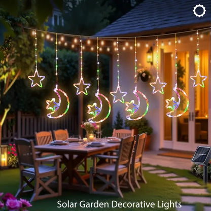 Solar Star Moon String Lights 8 Modes Outdoor Hanging Light