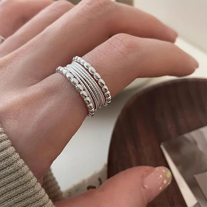 VENTFILLE 925 Sterling Silver Finger Rings Hollow Chain