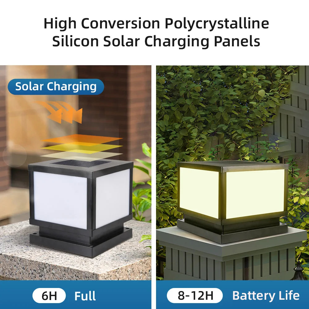 Outdoor Lighting Pillar Lights Remote Control Solar Chapiter Lamp