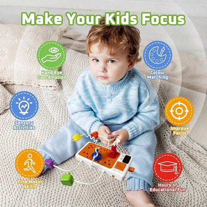 Montessori Sensory Toys Plug Outlet Busy Board Toy with Light Sounds