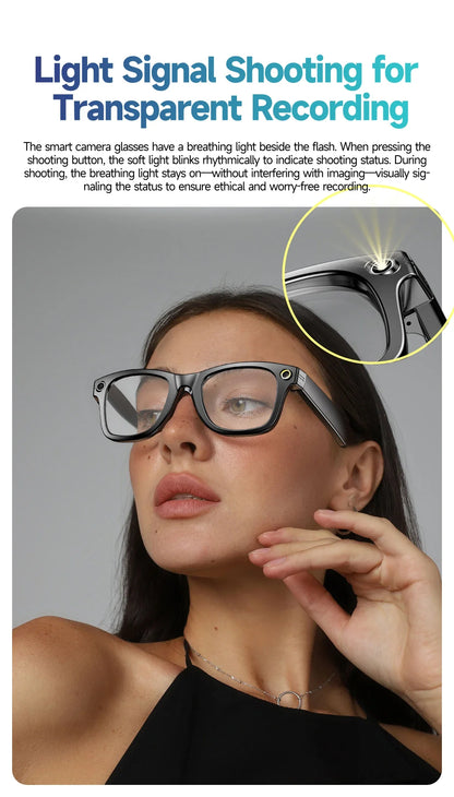 AI Smart Glasses with 8MP Camera Video Recording 100+ Languages