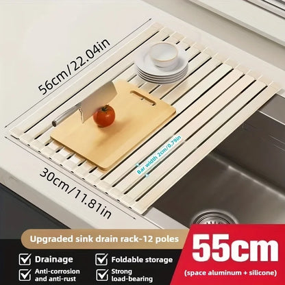 Foldable Heavy Duty Roll-Up Dish Drainer - Space Saving
