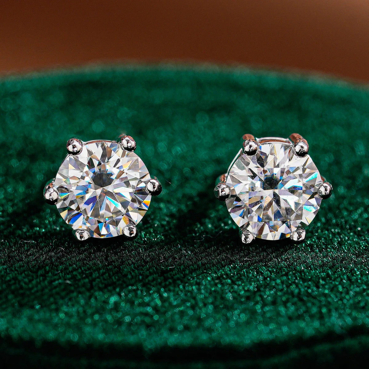 925 Silver Round Moissanite Stud Earrings