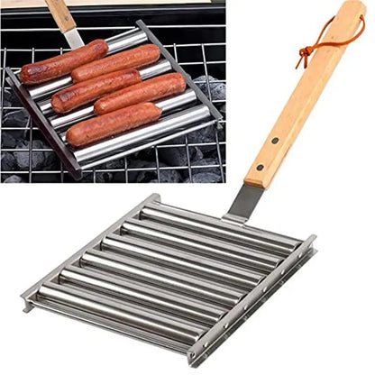 GYTB-Hotdog Grill Stainless Steel With Wooden Handle
