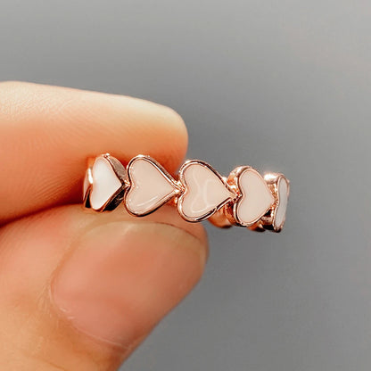 New Heart Enamel Rings for Women Rose Gold Color