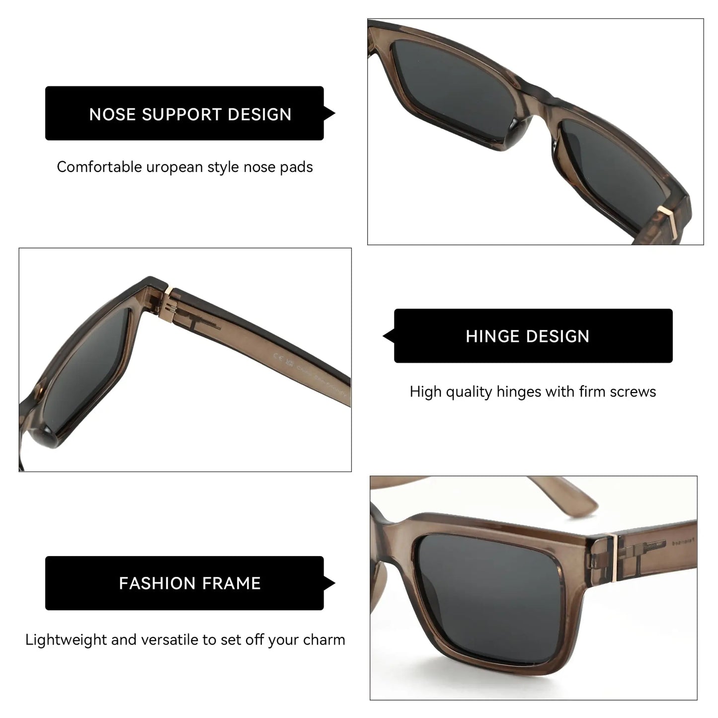 Retro Rectangle Sunglasses for Men Women Polarized
