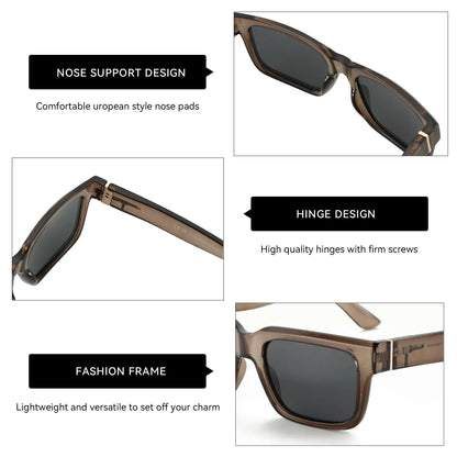 Retro Rectangle Sunglasses for Men Women Polarized