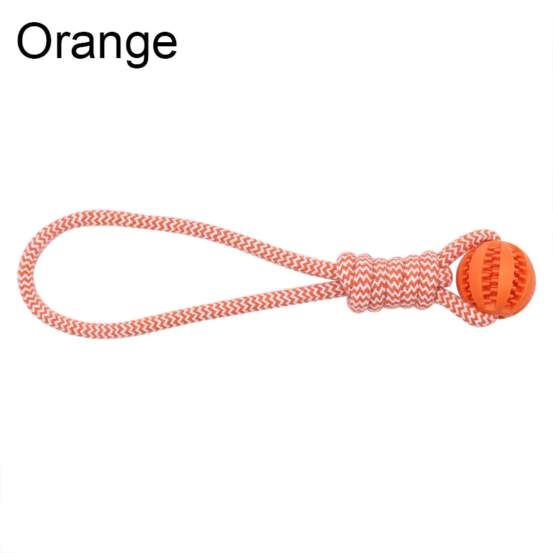 Pet Tooth Cleaning Pet Ball Toy with Rope Rubber Leaking Balls