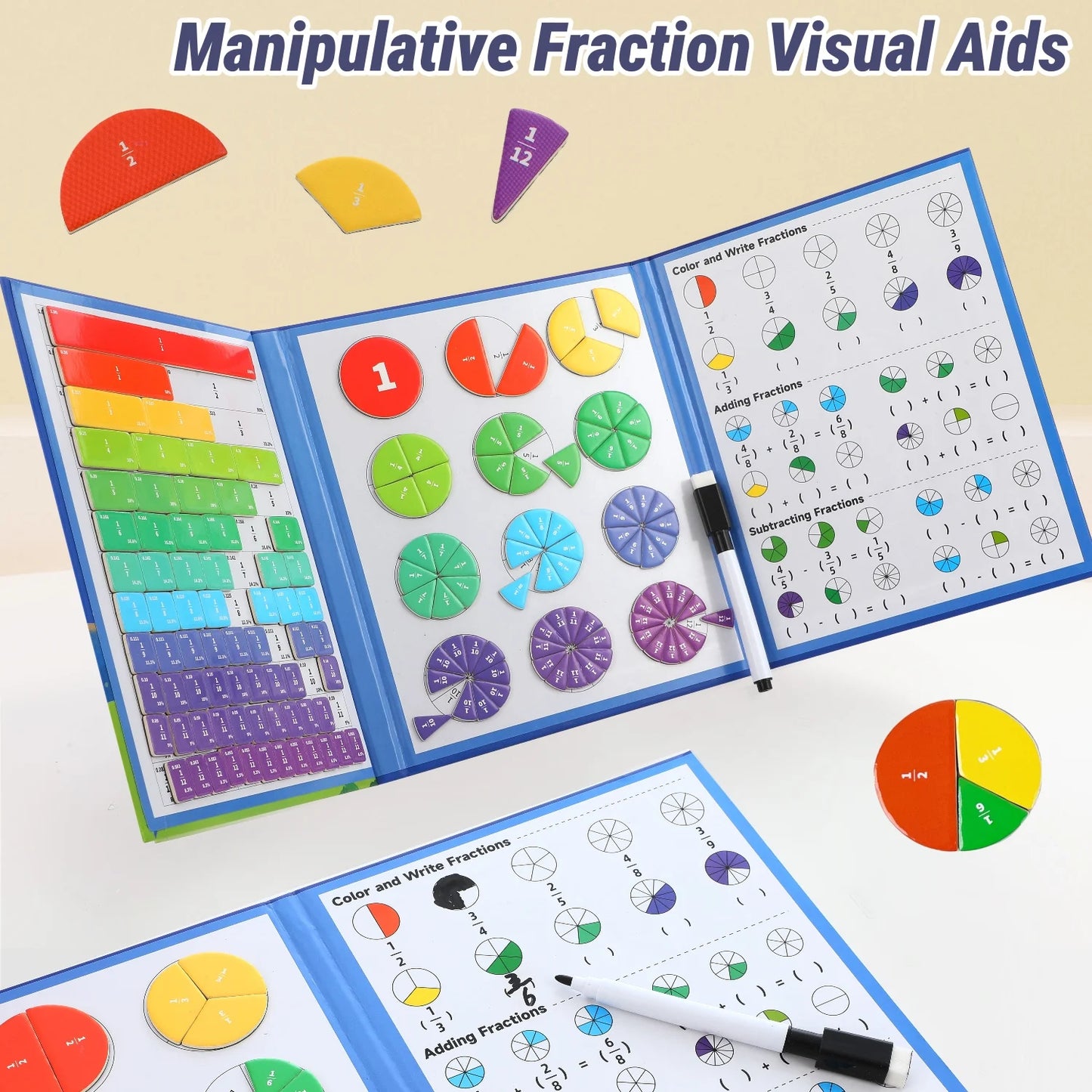 Magnetic Fraction Disk Teaching Aids, Fraction Science Education Model