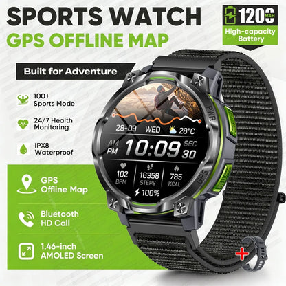 New GPS Map Smart Navigation Watch 1200mAh Battery