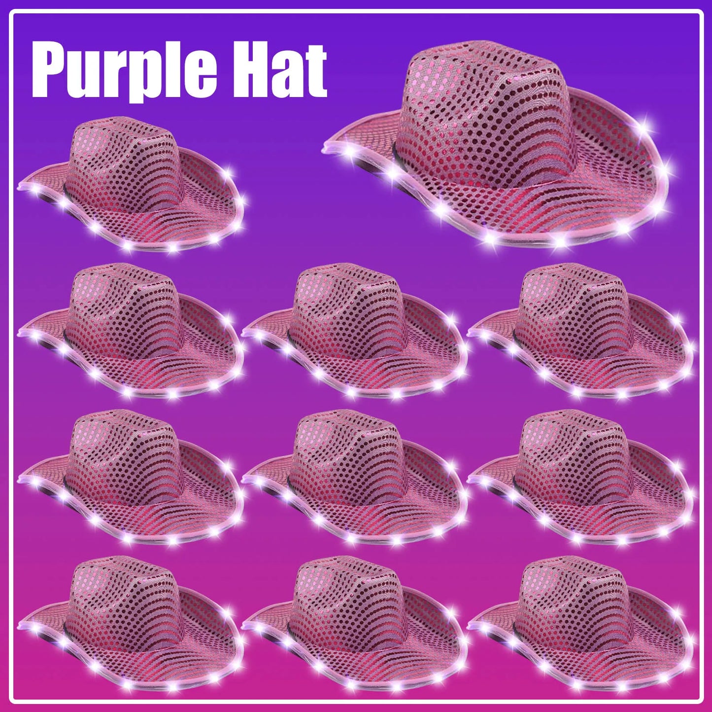 LED Cowboy Hats Wedding Hats Bulk Light up Cowboy Hats