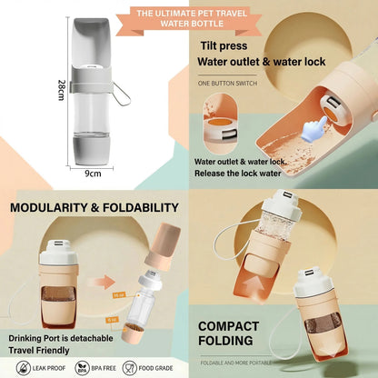Leak-Proof Pet Travel Bottle Dual-Use Dog Water Dispenser