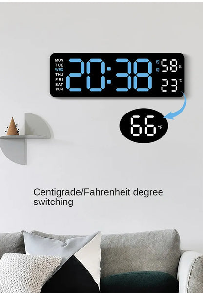 Large Digital Wall Clock Temperature and Humidity