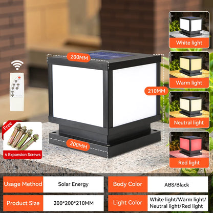 Outdoor Lighting Pillar Lights Remote Control Solar Chapiter Lamp