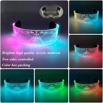 New Acrylic Luminous Glowing Cyberpunk Glasses LED Light