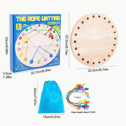 Rubber Wood Twisted Rope Puzzle Game Brainy Knots Rope