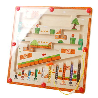 Children Magnetic Color and Number Maze Wooden Puzzle