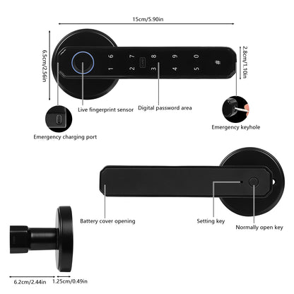 Smart Door Handle Lock Fingerprint/Password/IC Card /Key Unlock