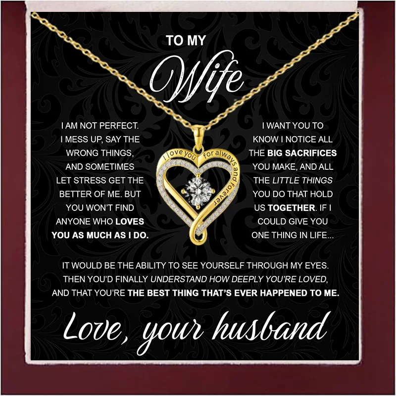 To My Wife From Husband 925 Silver Eternal Heart Necklace