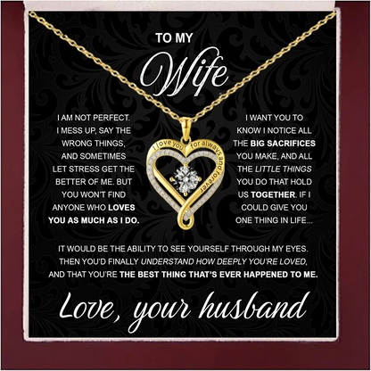 To My Wife From Husband 925 Silver Eternal Heart Necklace