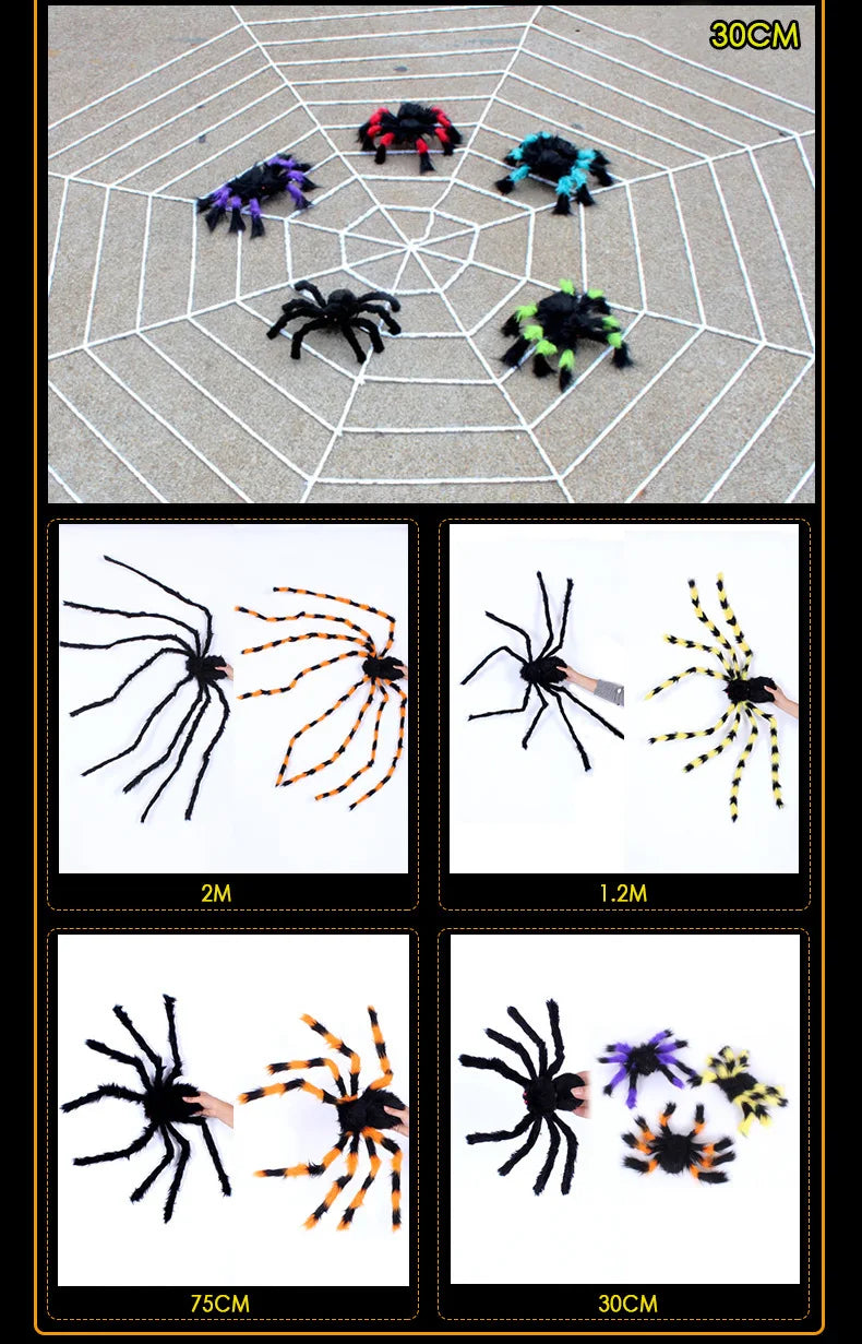 Halloween Plush Simulation Spider Colorful Black Ghost House