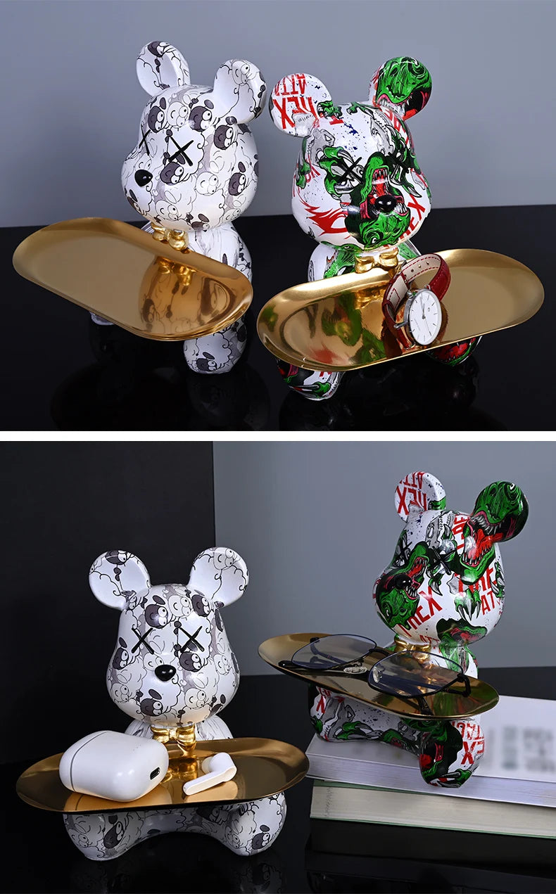 Colorful Bear Statues and Sculptures Butler Figure Ornaments