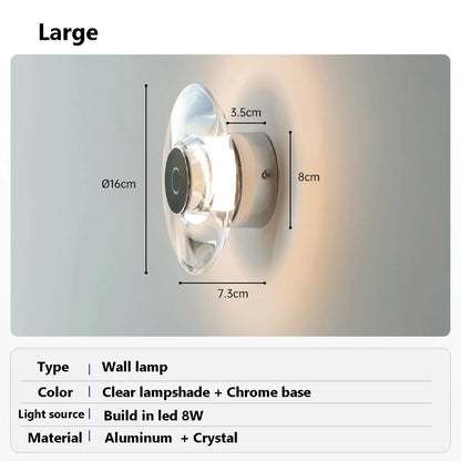 Modern Round Crystal Bedside Lamp Bedroom Living Room