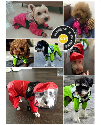 Pet Dog Raincoat Transparent Hooded Waterproof Coat