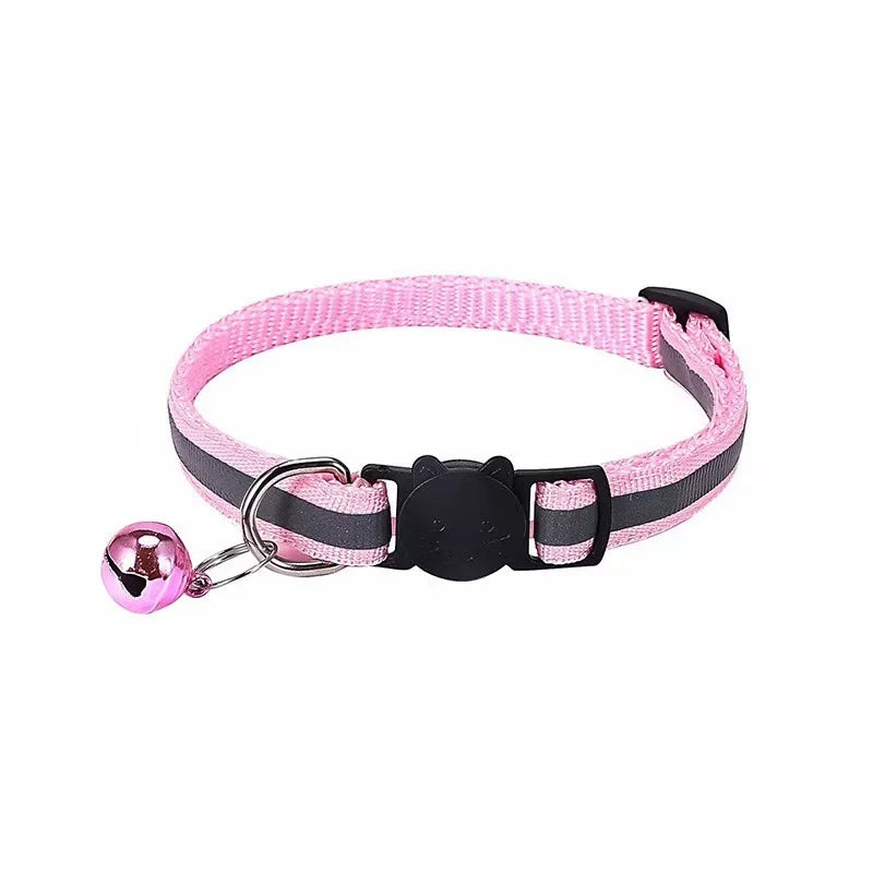 Cartoon Cat Head Reflective Pet Collar Colorful Bell