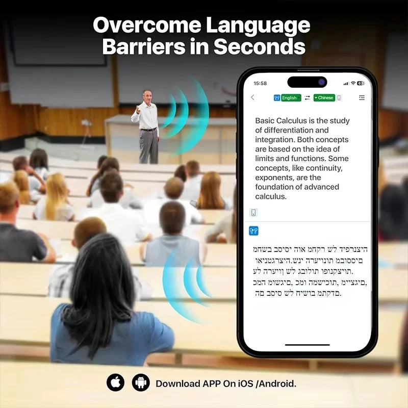Real Time Translator Headphones AI Language Translation Earbuds