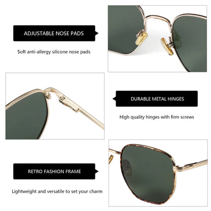 Fashion Hexagon Polarized Retro Sunglasses for Men Women-Vintage