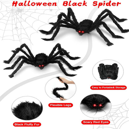 Giant Black Plush Spider Halloween Decoration Props