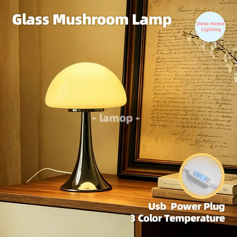 Jellyfish Dome Glass Table Lamp Coastal Modern Bedside
