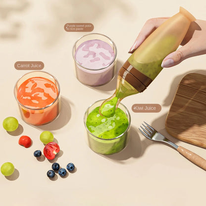 Safe Useful Silicone Baby Bottle with Spoon Food Supplement