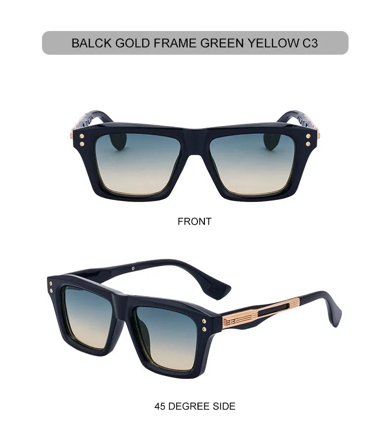 Steampunk Classic Square Sunglasses Men Luxury Brand Vintage