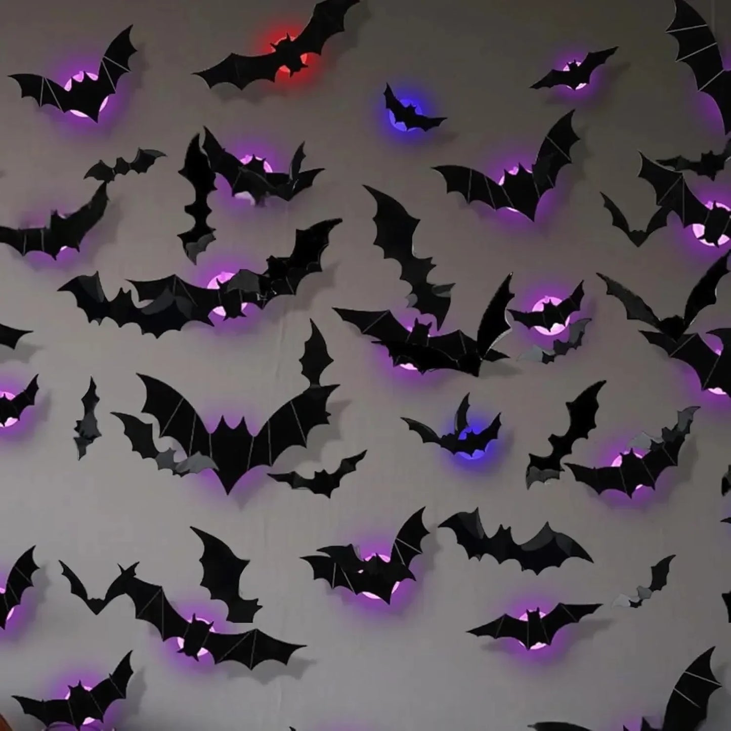 Halloween Bat/Spider Decor Night Light 3D Purple/Green Lights