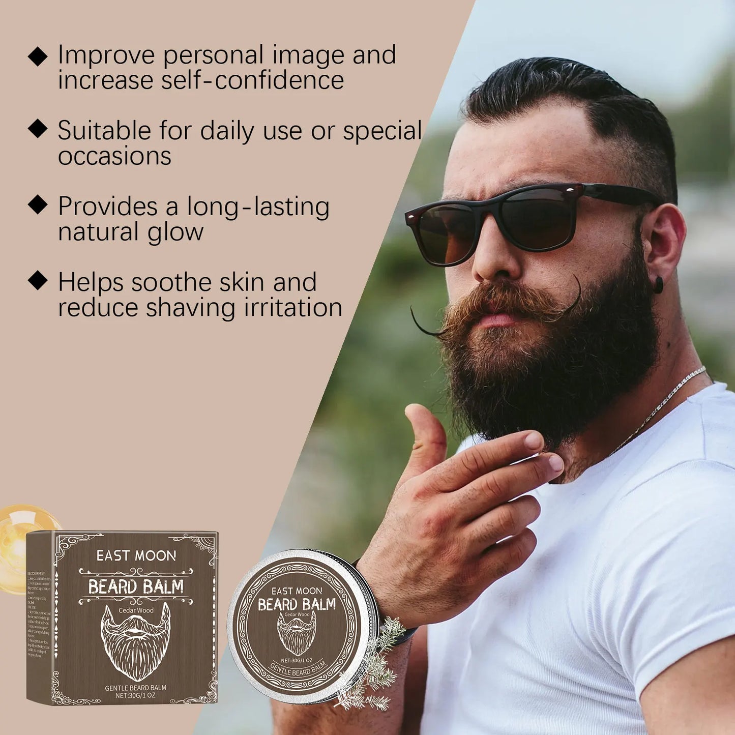East Moon Men's Beard Wax Care Improve Smooths