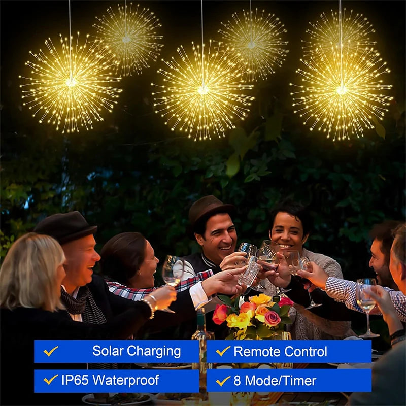 Solar Light Outdoor 4 Pack, Hanging Fairy Lights Strom
