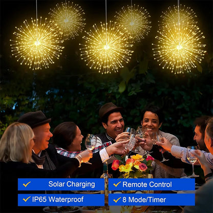 Solar Light Outdoor 4 Pack, Hanging Fairy Lights Strom