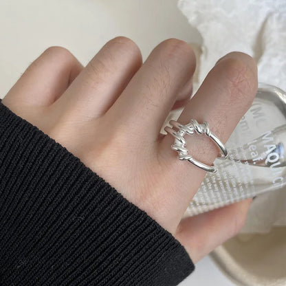 VENTFILLE 925 Sterling Silver Finger Rings Hollow Chain