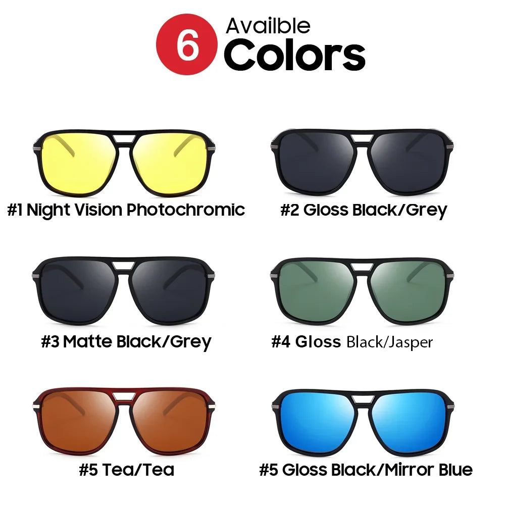 VIVIBEE Men Night Vision Sunglasses Photochromic Pilot