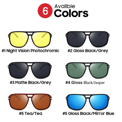 VIVIBEE Men Night Vision Sunglasses Photochromic Pilot